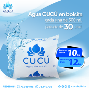 Agua CUCÚ en bolsita