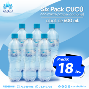 Six Pack Agua CUCÚ 600 ml.
